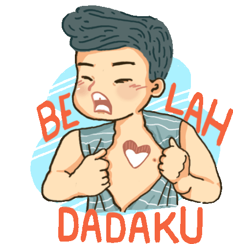 Distraught Lover Ripping His Shirt Cries Belah Dadaku In Indonesian Sticker - Heart Hole Empty Stickers