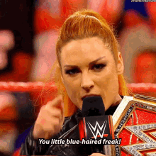 Becky Lynch Raw Womens Champion GIF - Becky Lynch Raw Womens Champion You Little Blue Haired Freak GIFs