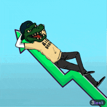 a cartoon of a crocodile wearing a shirt that says big brains