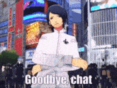 a man in a white shirt says goodbye chat