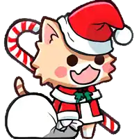 a cartoon cat wearing a santa hat and candy cane