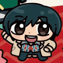 a close up of a cartoon character with a smiley face