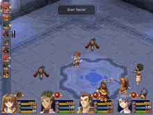 a screenshot of a video game with a few characters and their hps