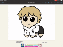 a cartoon of a boy with a backpack is being played on a screen