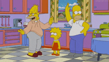 a cartoon of homer simpson and lisa simpson in a kitchen on global