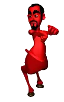 a cartoon of a devil with a beard pointing
