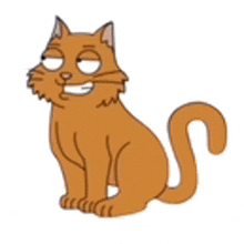 a cartoon cat is sitting on a white background .