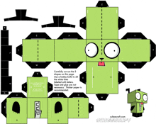 a paper model of a robot with the website cubecraft.com underneath it