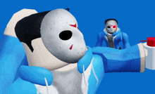a cartoon character with a jason mask on his face