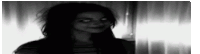 a black and white photo of a woman with glowing eyes