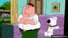 a cartoon of peter griffin and brian from family guy