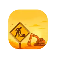 a yellow sign that says hoje e dia de construir um grande dia next to an excavator