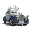 a cartoon car with a crown on top of it is on a white background .