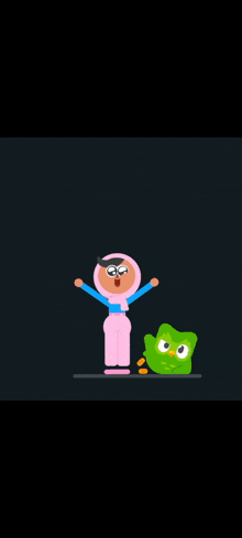 a cartoon illustration of a woman and a green frog