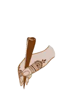 a drawing of a woman 's hand holding a cone with henna on it