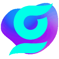 a blue and purple logo with the letter c