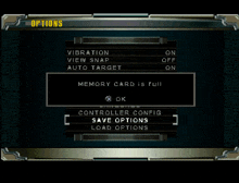 a video game screen that says options on top