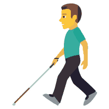 man with probing cane people joypixels white cane walking stick