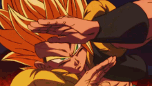a close up of a cartoon character making a stop sign with his hands