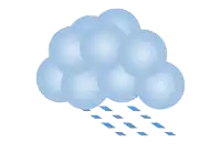 a cartoon drawing of a cloud with rain drops coming out of it