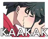 a cartoon of a man and a woman kissing with kaakak written below them