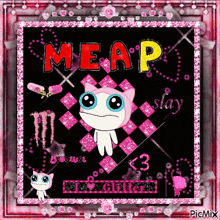 a picture of a cartoon character that says meap on it