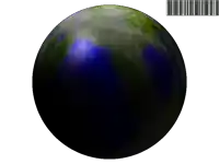 a computer generated image of a sphere with a barcode on it