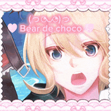 a picture of a girl with bear de choco written on the bottom