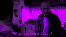 a man talking to another man with the words " what is wrong with you " written below him