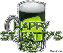 green beer happy st pattys day glitter sticker