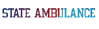 a logo for the state ambulance in red blue and white