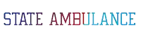 a logo for the state ambulance in red blue and white