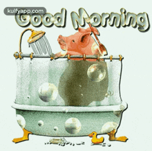 Good Morning.Gif GIF - Good Morning Bathing Pig Wishing GIFs