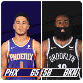 two basketball players one from the phoenix and the other from the brooklyn