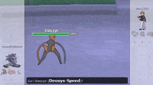 a screenshot of a video game where a pokemon is fighting another pokemon with a green bar .