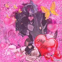 a picture of a man and a dragon with a heart that says " my heart "