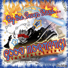 a greeting card that says good morning by the seven stars on it