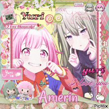 a picture of two anime girls with the name amerin on the bottom right