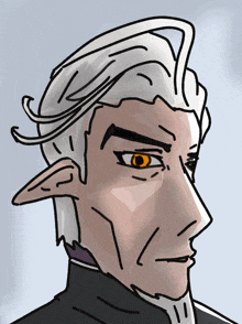 a drawing of a man with a beard and gray hair