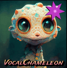 a picture of a chameleon with a purple star on its head and the words vocalchameleon below it