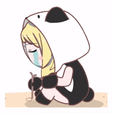 blonde big eyes anime sad crying