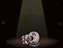 a cartoon character with a speech bubble and a tear coming out of his mouth