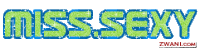 miss sexy is written in green and blue with a white background