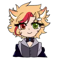 a chibi drawing of a girl with red hair and green eyes