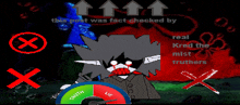 a cartoon of a monster with a truth and lie gauge next to it