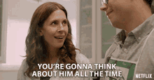 Youre Gonna Think About Him All The Time Jessica Hecht GIF - Youre Gonna Think About Him All The Time Jessica Hecht Karen Hayes GIFs