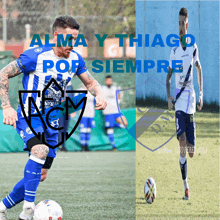 alma y thiago por siempre is written on a blue background