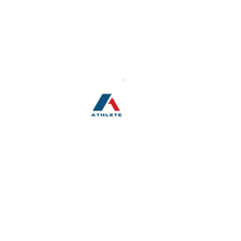a blue and red logo for athlete on a white background