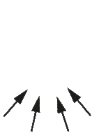 a black and white drawing of three arrows pointing in opposite directions on a white background .