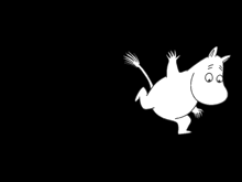 a black and white drawing of a cartoon character standing on one leg